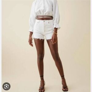 Reformation Cut Off Shorts Women's 28 White Denim Bottom 100% Cotton Regular Fit